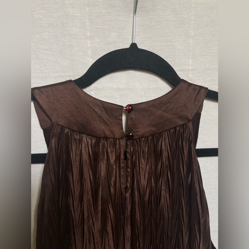 Vintage beaded Tanktop halter brown silky women’s size medium summer - Picture 3 of 9